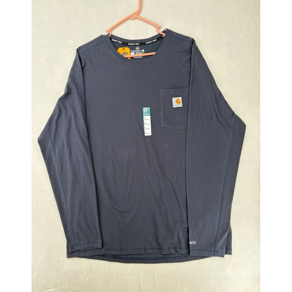 Carhartt Force Relaxed Fit Midweight Long Sleeve Pocket Tee Navy Men's L